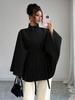 Woolen Cape-style Women's Coat with Stand Collar & Tie-waist - Elegant 2026 Design