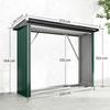 Firewood Shed, Firewood Shelter, Steel, Raised Floor, Sloped Roof, 213 X 66.5 X 150 Cm, Green