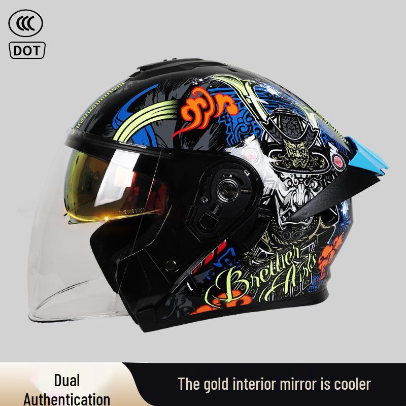 3C Certified Dual-Lens Convertible Motorcycle Helmet for All Seasons - Men's and Women's Models