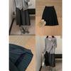 Autumn/Winter Mid-Length Wool Pleated Skirt - Slimming, Hip-Covering Versatile Basic.