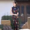 Rose Velvet Sleeveless National Style New Chinese Long Cheongsam Improved Young 1011 New Women's High-end Summer