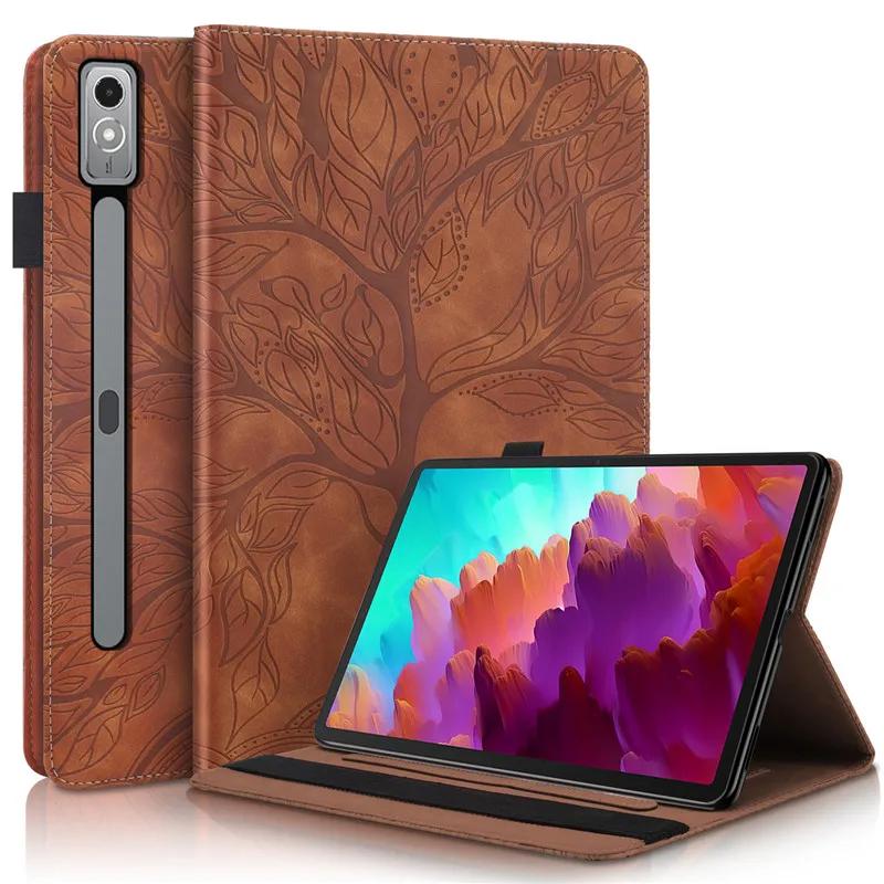 Tablethülle Funda für Lenovo Xiaoxin Pad Pro 12.7 Hülle mit Baumprägung, Ständer für Lenovo Tab P12 Pro 2. Generation P12 12 7 Hülle, Tablethülle 