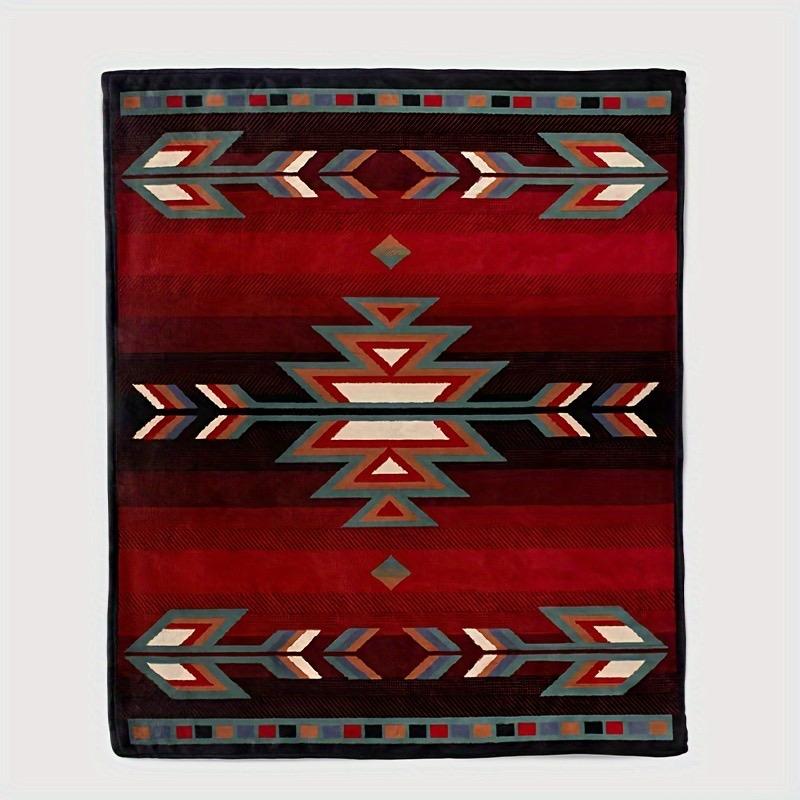 Plaid en flanelle à motif géométrique rouge d'inspiration bohème - Doux, réversible et durable pour toutes les saisons Parfait pour le canapé