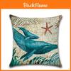 Funda de Almohada de Terciopelo Piel de Melocotón Gruesa Serie Océano Estilo Simple Funda de Cojín Rellena de Algodón PP 45*45cm