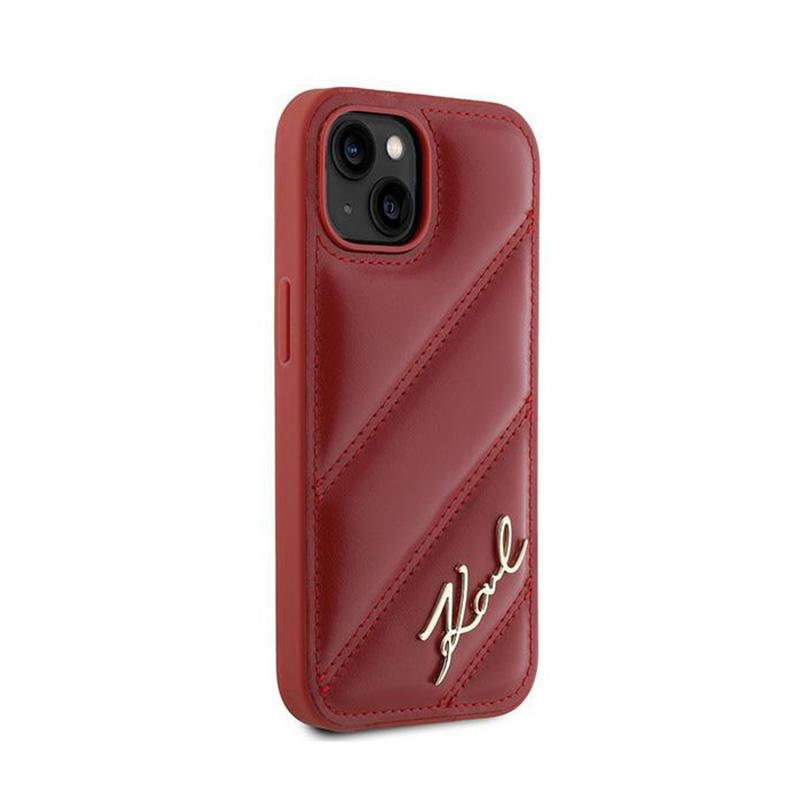 Karl Lagerfeld Diagonal Quilted Script - Etui Iphone 15 / 14 / 13 (Czerwony)