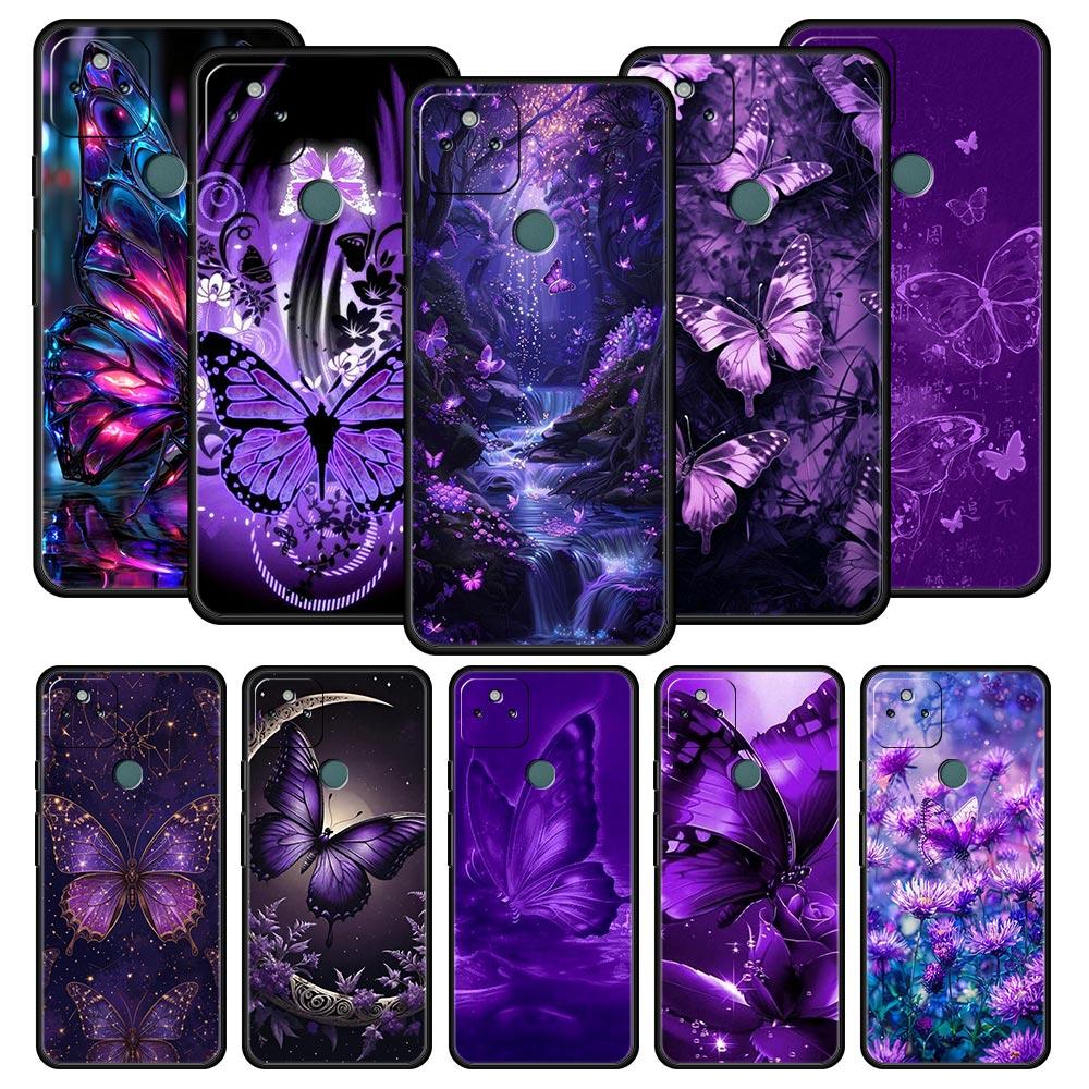 Art Purple Butterfly Phone Case Cover for Google Pixel 10 9 8 7 6 9A 8A 7A 6A Pro Shockproof Soft TPU 10 Pro XL Shell Fundas Bag