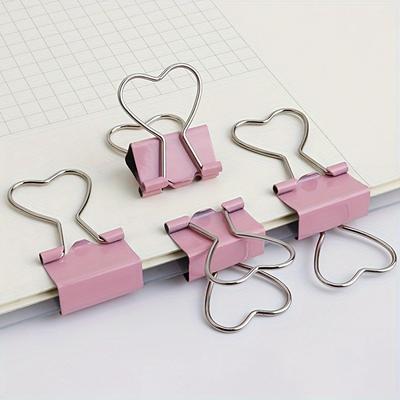 5Pcs Pink Heart-shaped Long-tail Clip, Special-shaped Folder, Swallow-tail Clip, Storage Clip, Bill Clip, Bill Clip.