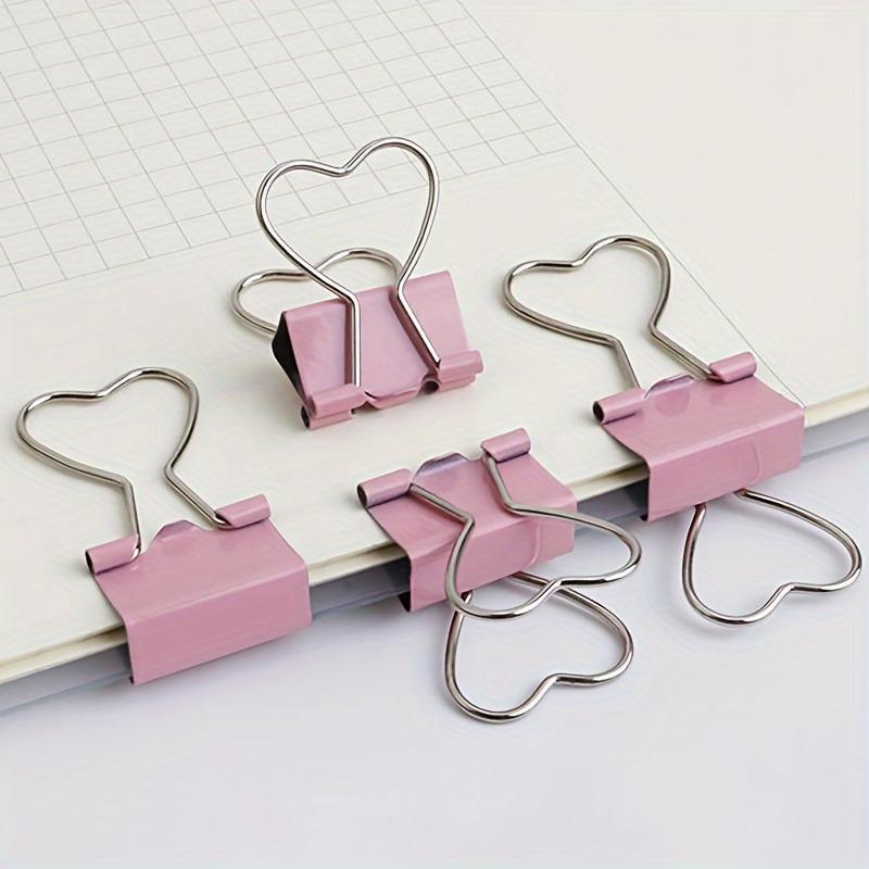 5Pcs Pink Heart-shaped Long-tail Clip, Special-shaped Folder, Swallow-tail Clip, Storage Clip, Bill Clip, Bill Clip.
