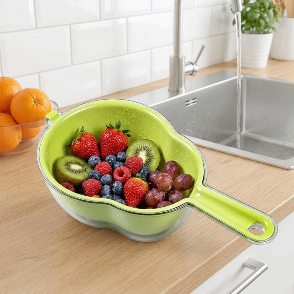 Gourd-shaped Fruit Washing Basket with Handle Draining Basket Vegetable Fruit Strainer Salad Prep