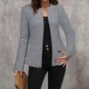 Women's Fashionable Solid Color Round Neck Long Sleeved Button Cardigan Jacket