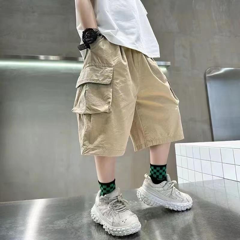 3-14 Years Fashion Summer Boys Shorts Cotton Big Pocket Half Trousers for Kids Children Outdoor Sport Pants