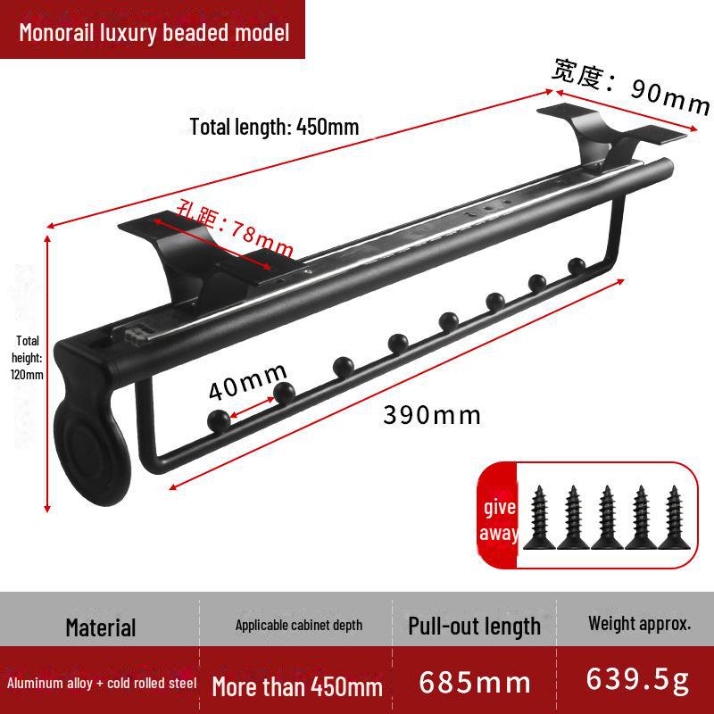 Multifunktionaler, oben montierter ausziehbarer Kleiderschrank und einziehbarer Hosenständer