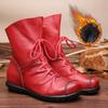  Women Boots Soft Leather Woman Short Retro Soft Leather Shoes Girls Flat Non-slip Short-tube Soft-soled Cotton Boots Shoe