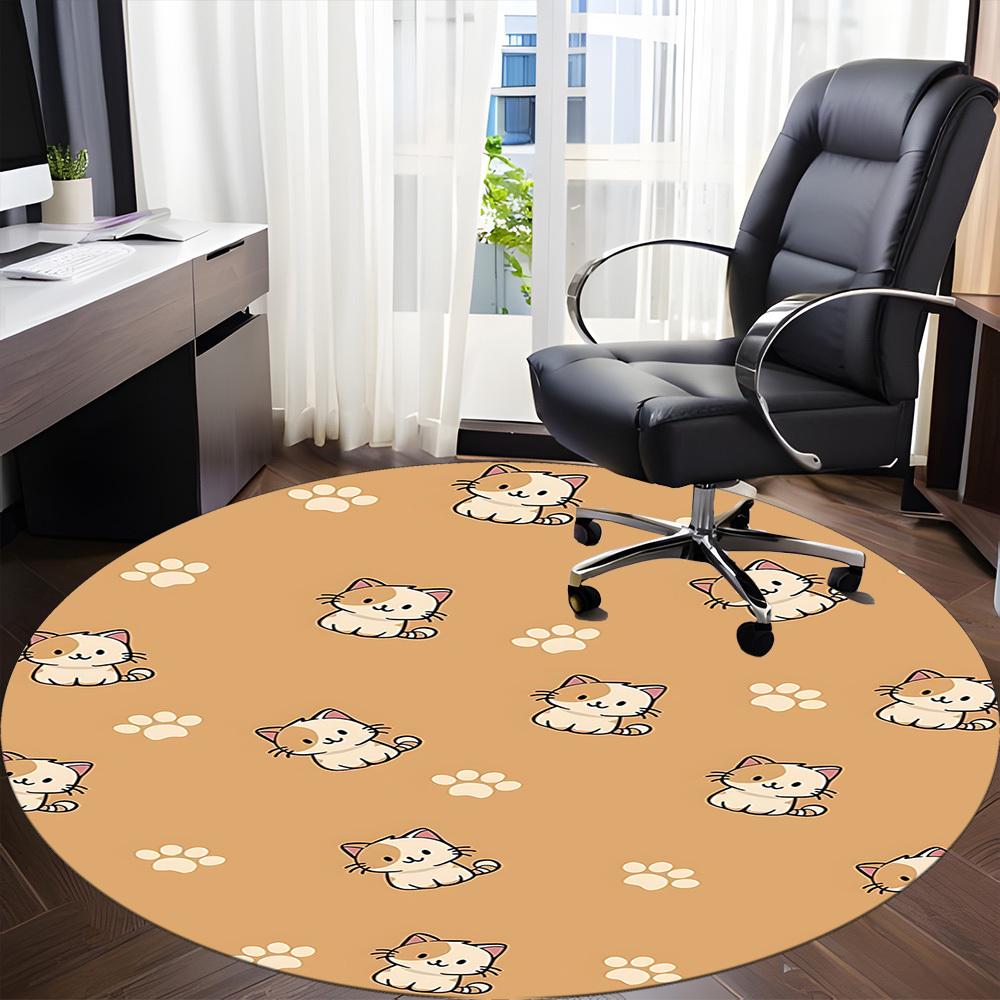 1pc Cats Paws Office Round Area Rug, Under Office Chairs Bedroom Living Room Home Decor, Room Deco
