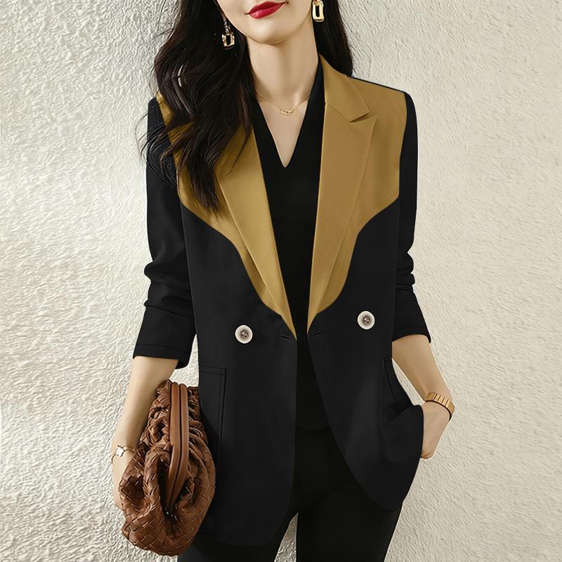 

ZANZEA Женский повседневный кардиган-блейзер с отложным воротником, длинными рукавами и пэчворком 4XL чёрный