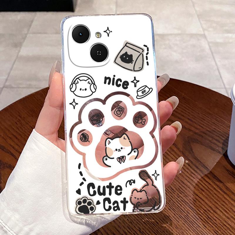 

For Tecno Spark 40C Case Cute Cat Aesthetic Astronaut Soft Silicone Back Cover for Techno Spark 40C Transparent Phone Case Tecno Spark 40C