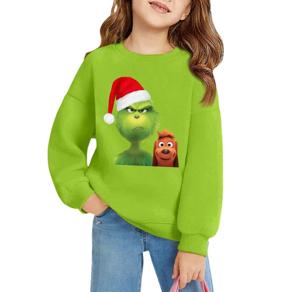 Pulovere de Crăciun pentru fete cu gât rotund pentru copii, topuri imprimate pentru bebeluși