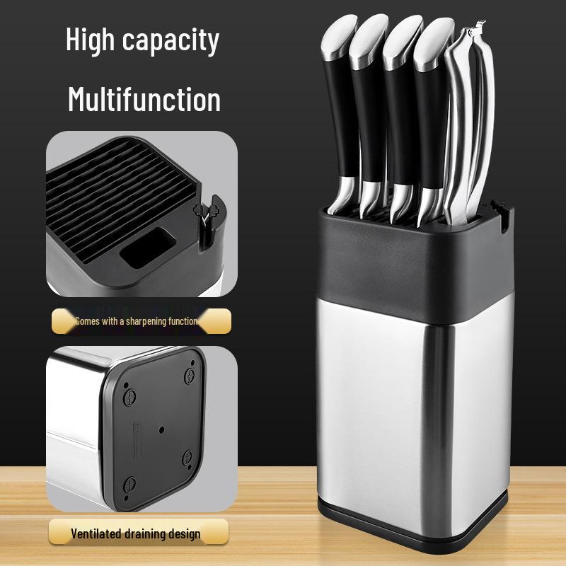 Multi-Functional Stainless Steel Knife Stand with Built-in Sharpener DZ22820