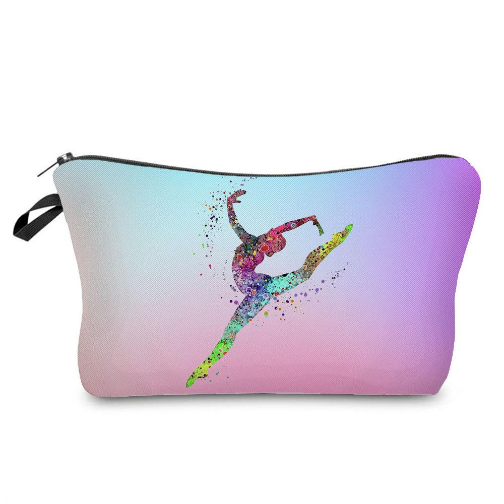 Women Gymnastics Print Cosmetic Bag Toiletries Organize Travel Storage Case KTB
