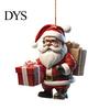 Fun Car Decorations Acrylic Santa Claus Christmas Ornaments 2D Flat Riding Bicycle Hanging Funny Accessory Gift Ideas with Box Decoration for