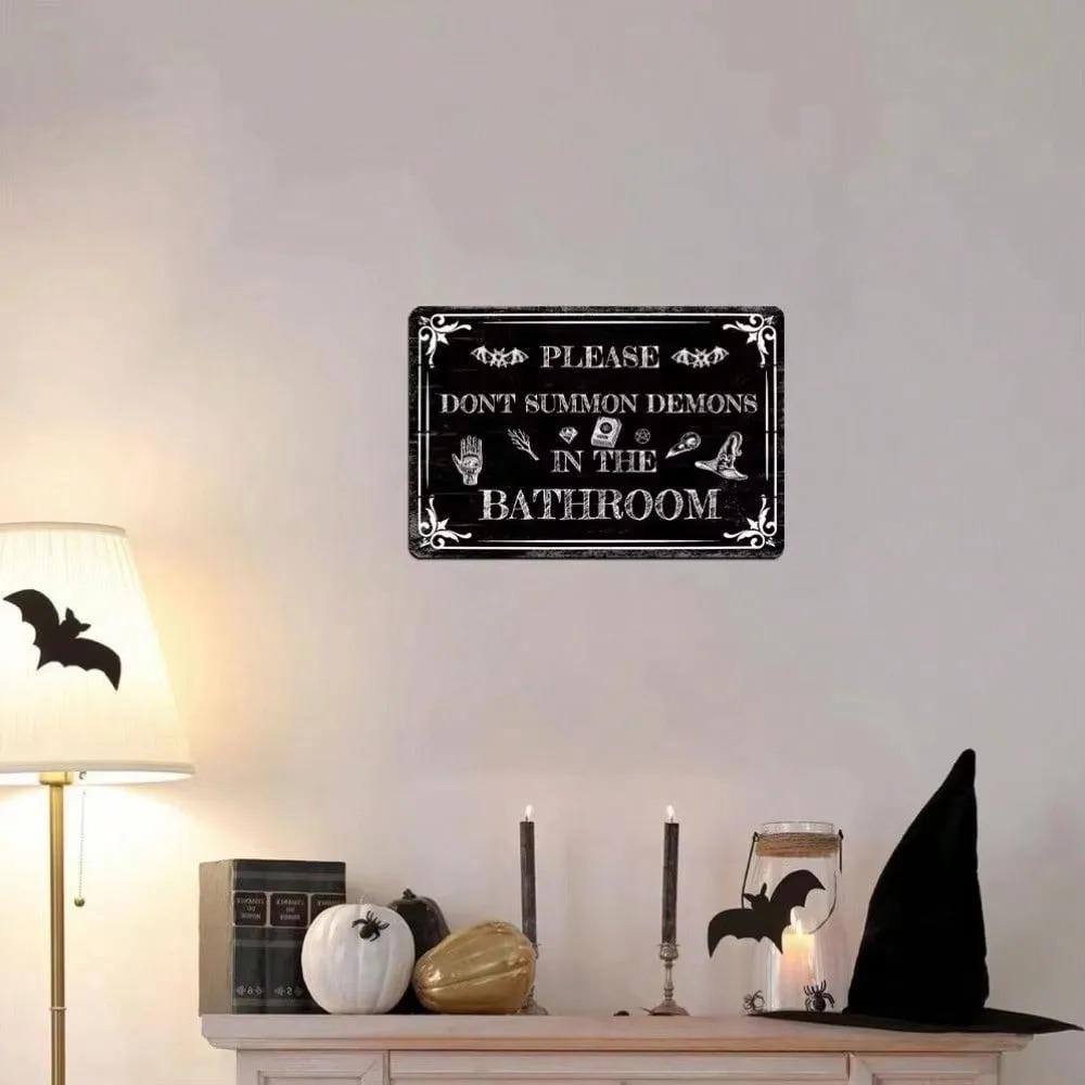 

Gothic Wall Sign Metal Devil Decor Bathroom Vintage Home Accent 20x30cm