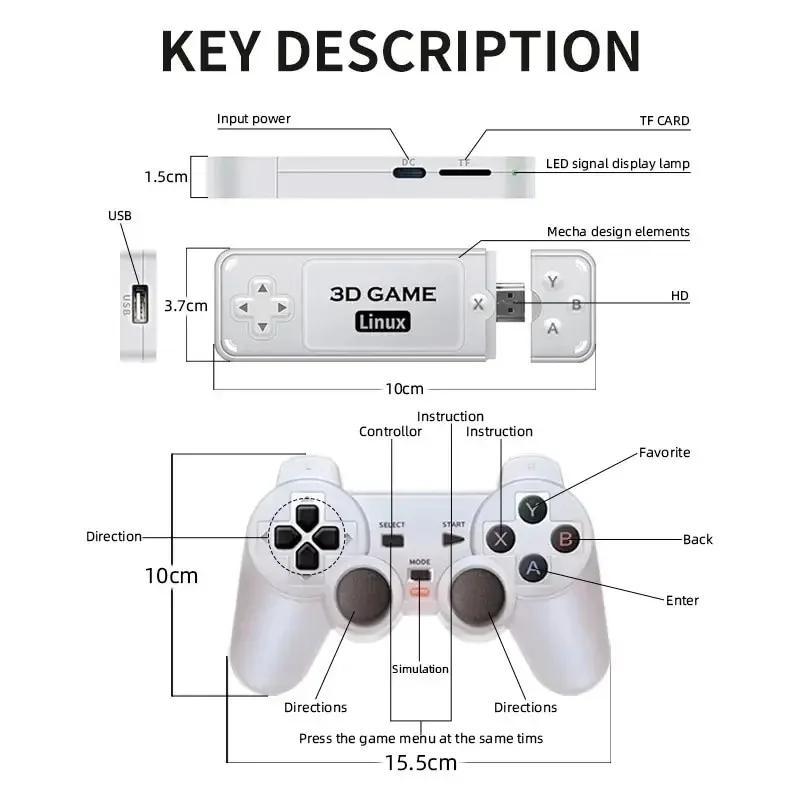 Y6 Retro Game Console 4K 60fps HDMI Output Low Latency GD10 TV Game Stick Dual Handle Portable Home Game Console Kid Gift