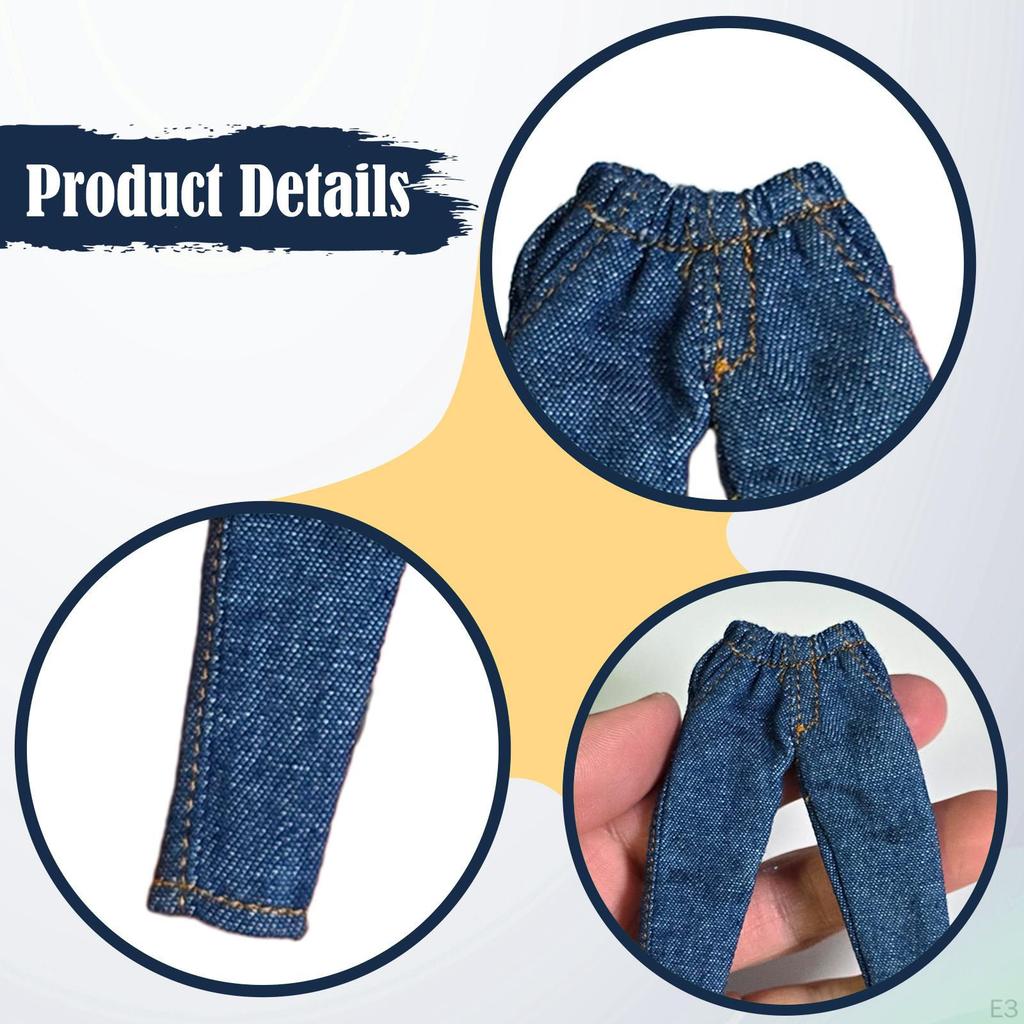 1/12 Action Figure Clothes Doll Costume Jeans Trousers Dress up Miniature Clothing for 6"