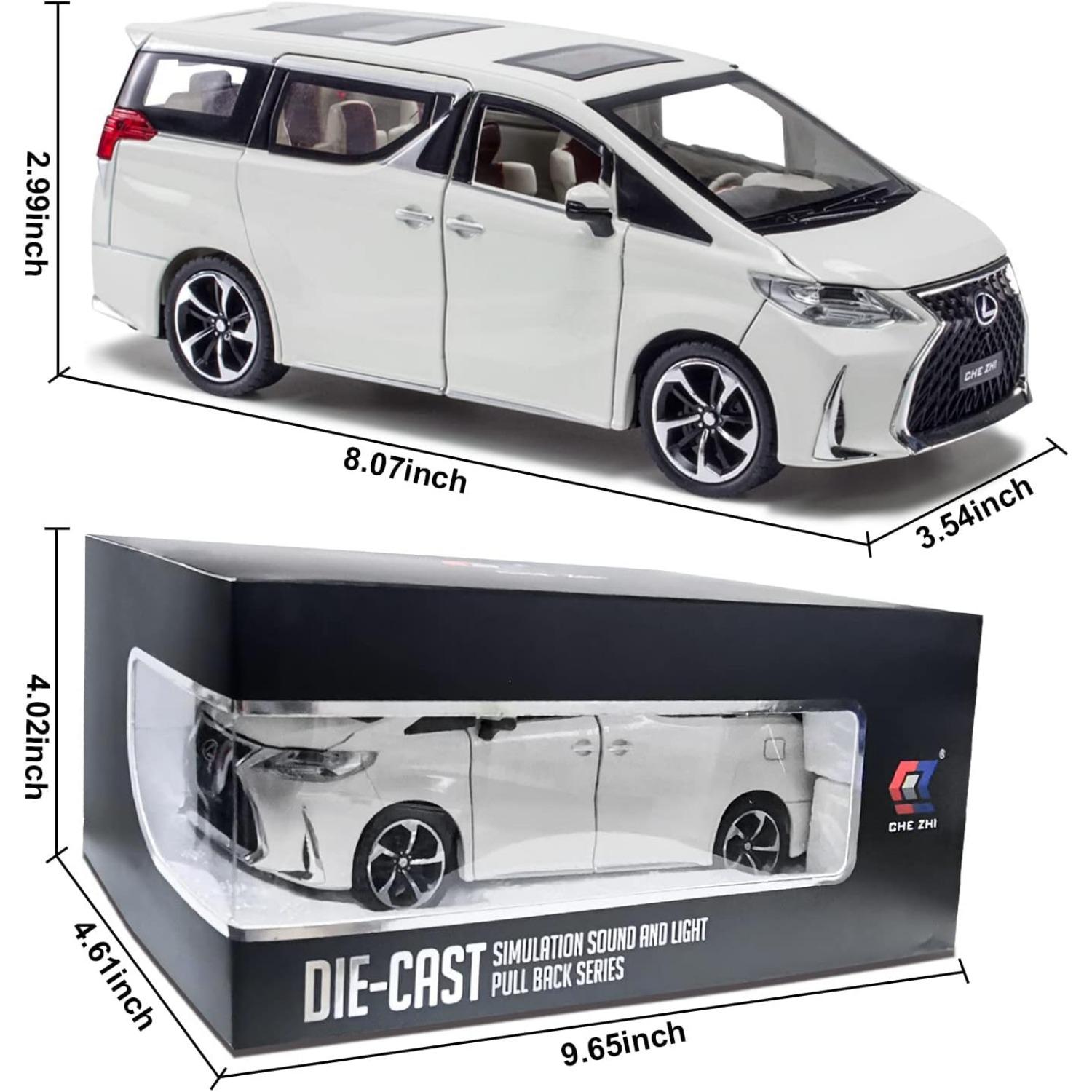 

Лита під тиском металева модель Lexus LM300 у масштабі 1/24. Модель автомобіля зі звуком і світлом, модель автомобіля зі звуком і світлом для дітей віком від 3 років 1/24-Size:20.5*9*7.5cm білий