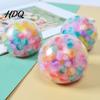 Soft Stress Ball Rainbow Bead with Glitter TPR Squeeze Toy for Sensory Fidget Anxiety Relief Colorful Kids Adults Fun Decompression Gadget