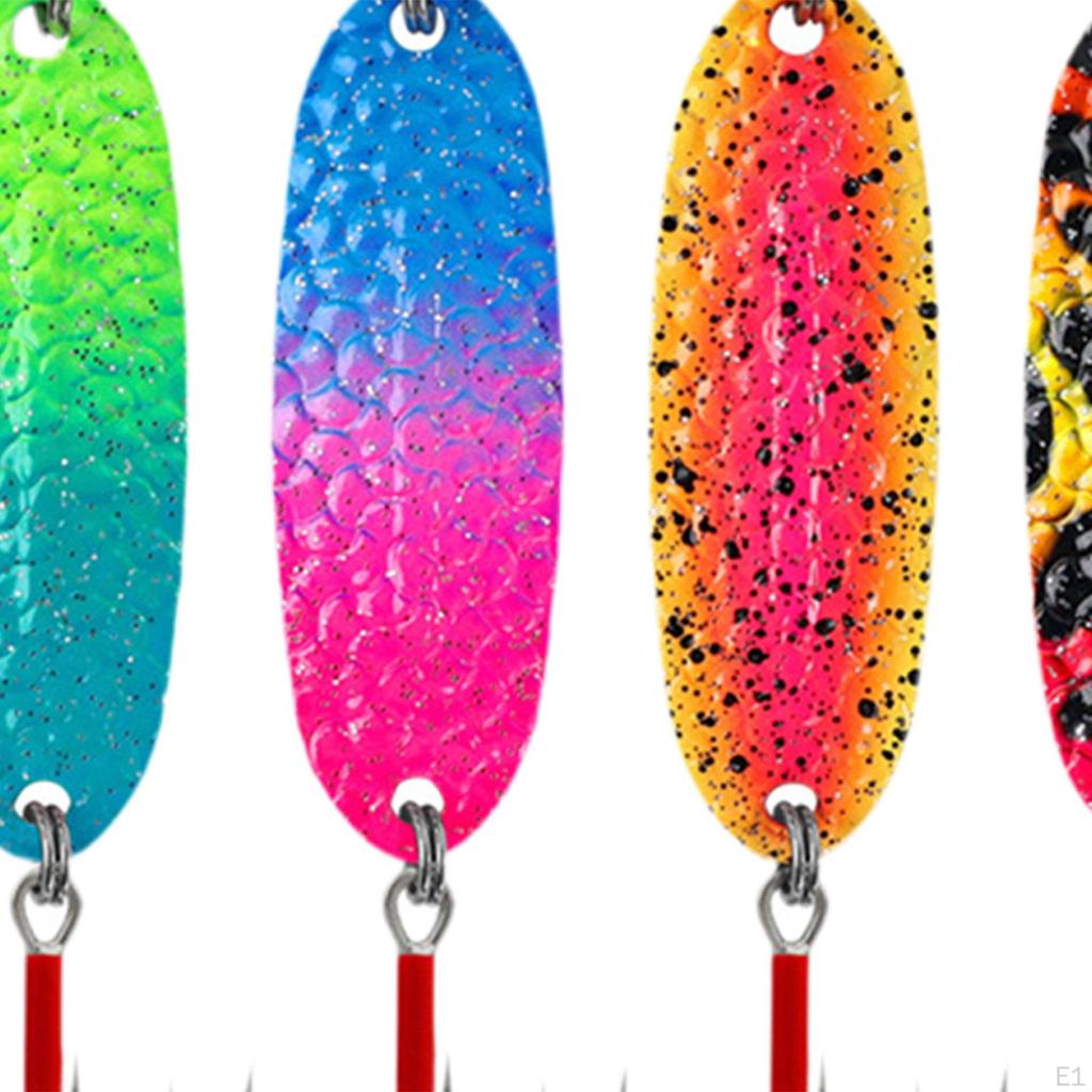 5 Fishing Spoons, Lures, Hard Sequin Tackle for Salmon, Pike, Redfish, Bass, Perch