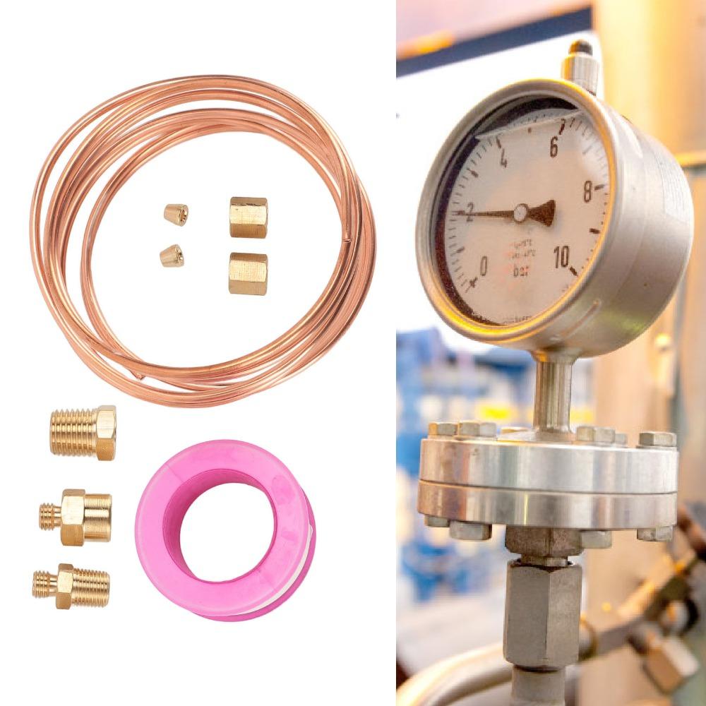 9Pcs Durable Metal Material Oil Pressure Gauge Tubing Instrument Pipeline Installation