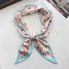 New Checkerboard Print Women Small Silk Scarf Handle Bag Ribbons Female Head Scarves Sharp Angle For Women  100*9cm