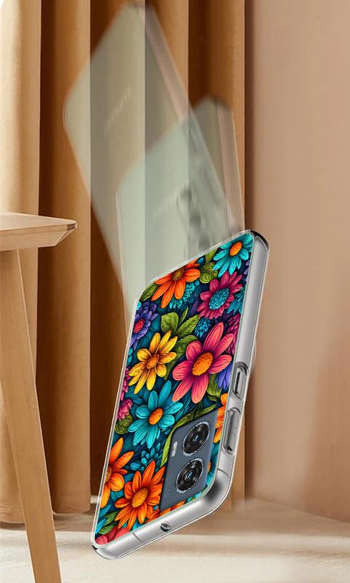 Etui Do Motorola Edge 50 Fusion Obudowa Foto Case Plecki Kwiaty + Szkło 9H