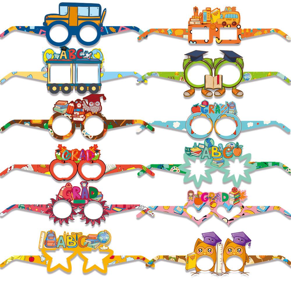Theme Graduation Season Cartoon Pattern Paper Glasses Photography Props Decor