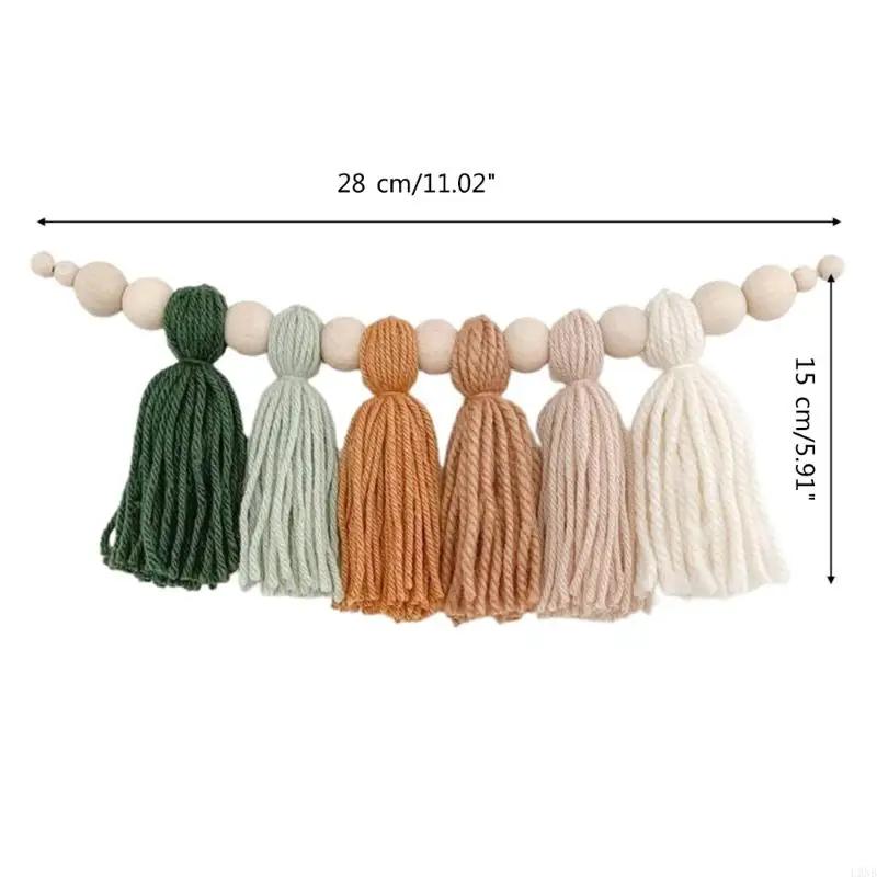 DIY Tassel Garland with Wooden Bead Party Backdrop Bohemian Home Wall Hanging Decoration for Bedroom Nursery Birthday