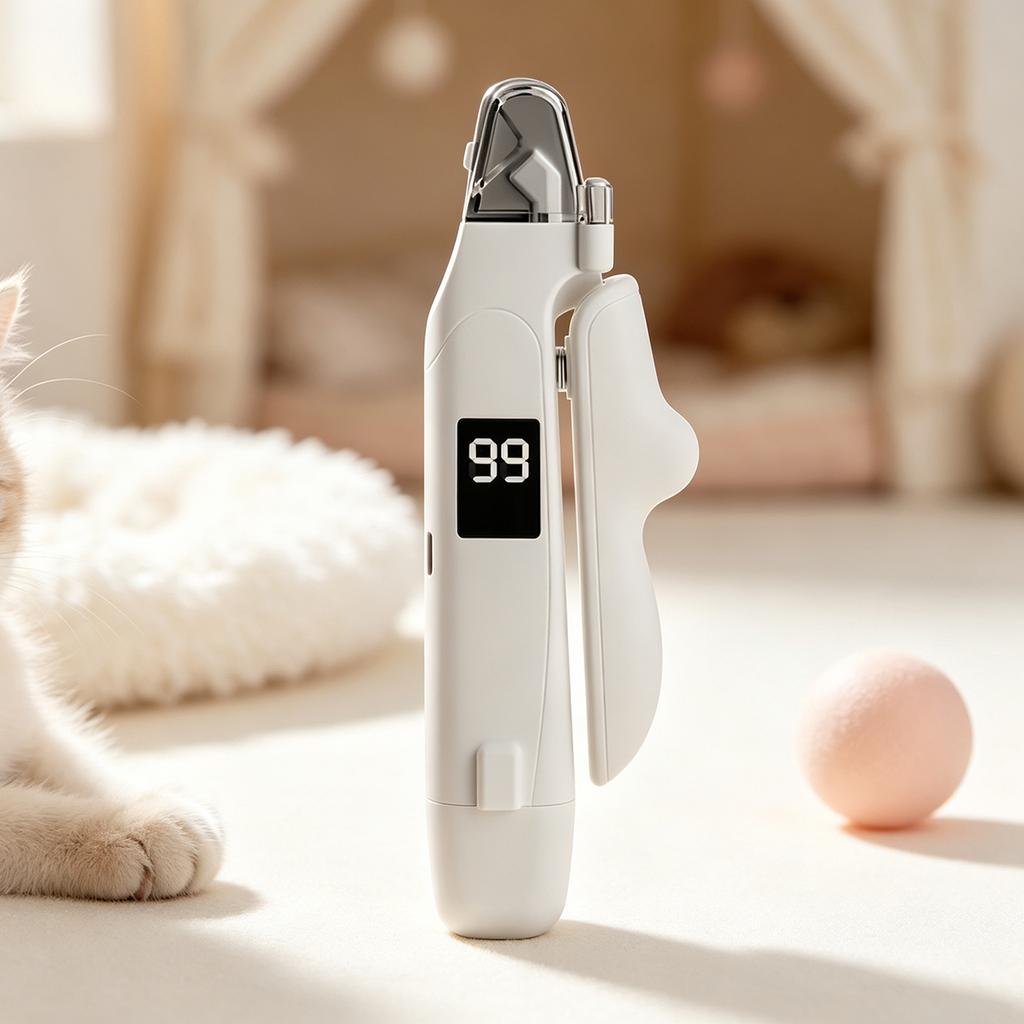 2 in 1 Pet Nail Grinder Trimmer with LED Light USB Rechargeable Dog Cat Clipper for Small Medium Large Breeds