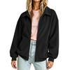 Women Zip Up Jacket Loose Fit Casual Lightweight Corduroy Outerwear Full Zip Front Pockets Long Sleeve Relaxed Fit Coat