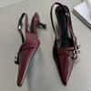 Fashion Pointed Toe Shallow Pumps Ladies Heels Shoes Female Fashion Slingbacks New in Medium Heels Shoes For Women Footwear Mules