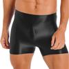 Men Glossy Mid Waist Shorts Elastic Waistband Short Leggings for Yoga Swimwear Sportswear Sleepwear