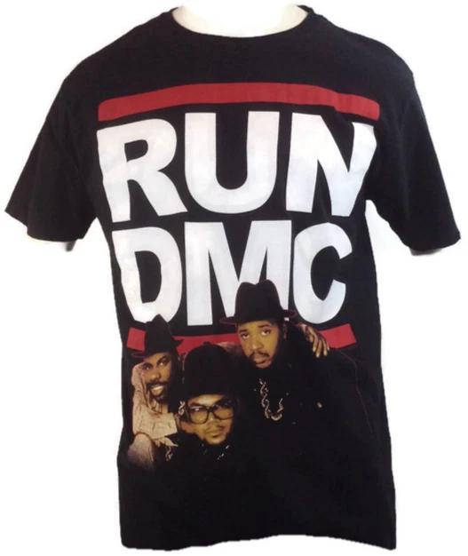 Mens RUN DMC Shirt Hip Hop Rap Retro Logo Music Vintage Rock Black NEW S