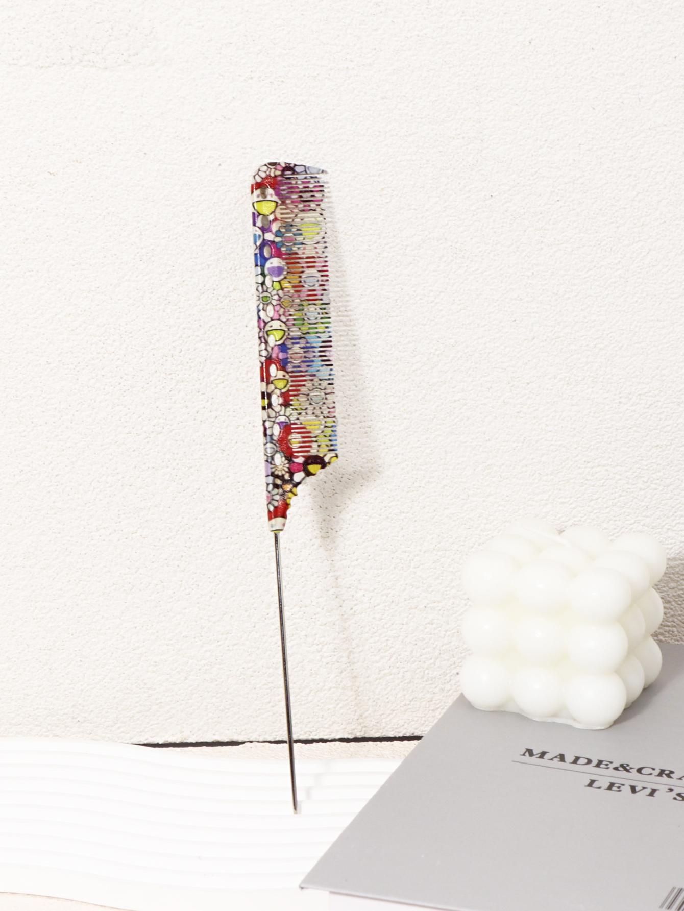 

1pc professional hair comb with long steel needle tail comb, pattern design for smooth and controlled styling