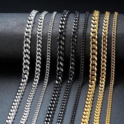 2025 Heren Gouden Cubaanse Ketting & Armband - Roestvrij Staal, 3/5/7/9mm