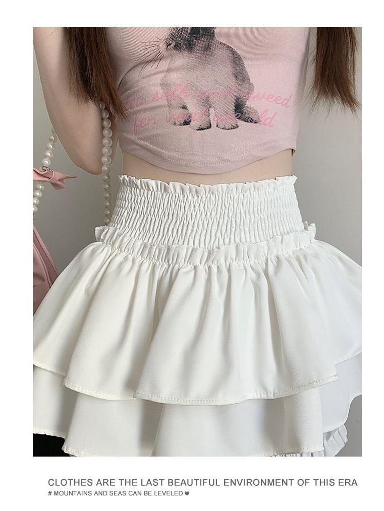 Sweet Girly High Waist Slimming Layered Cake Skirt - Spring/Summer Women's Short Skirt
