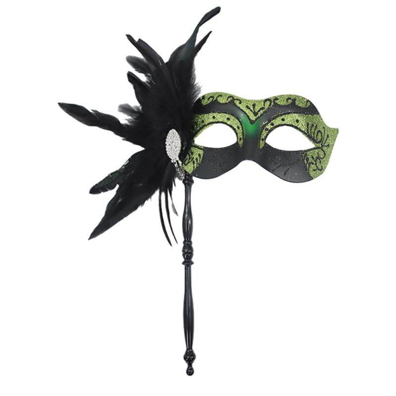 Venetian Masquerade Masks Halloween Mardi Gras Masks with Stick Ball Party Masks