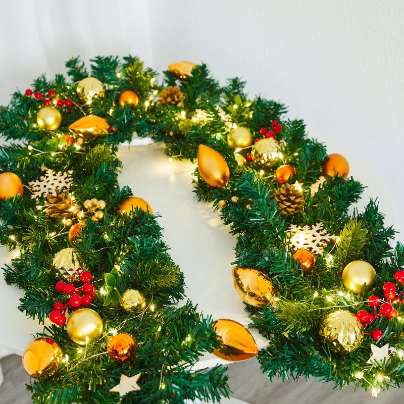 Luminous Christmas Garland and Wreath Ornaments for Shopping Malls, Hotels, and Staircases.