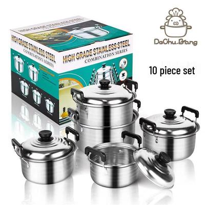 American Style Stainless Steel High Pot 5-Piece Set: Deepened, Thickened Soup & Cooking Pots for Home