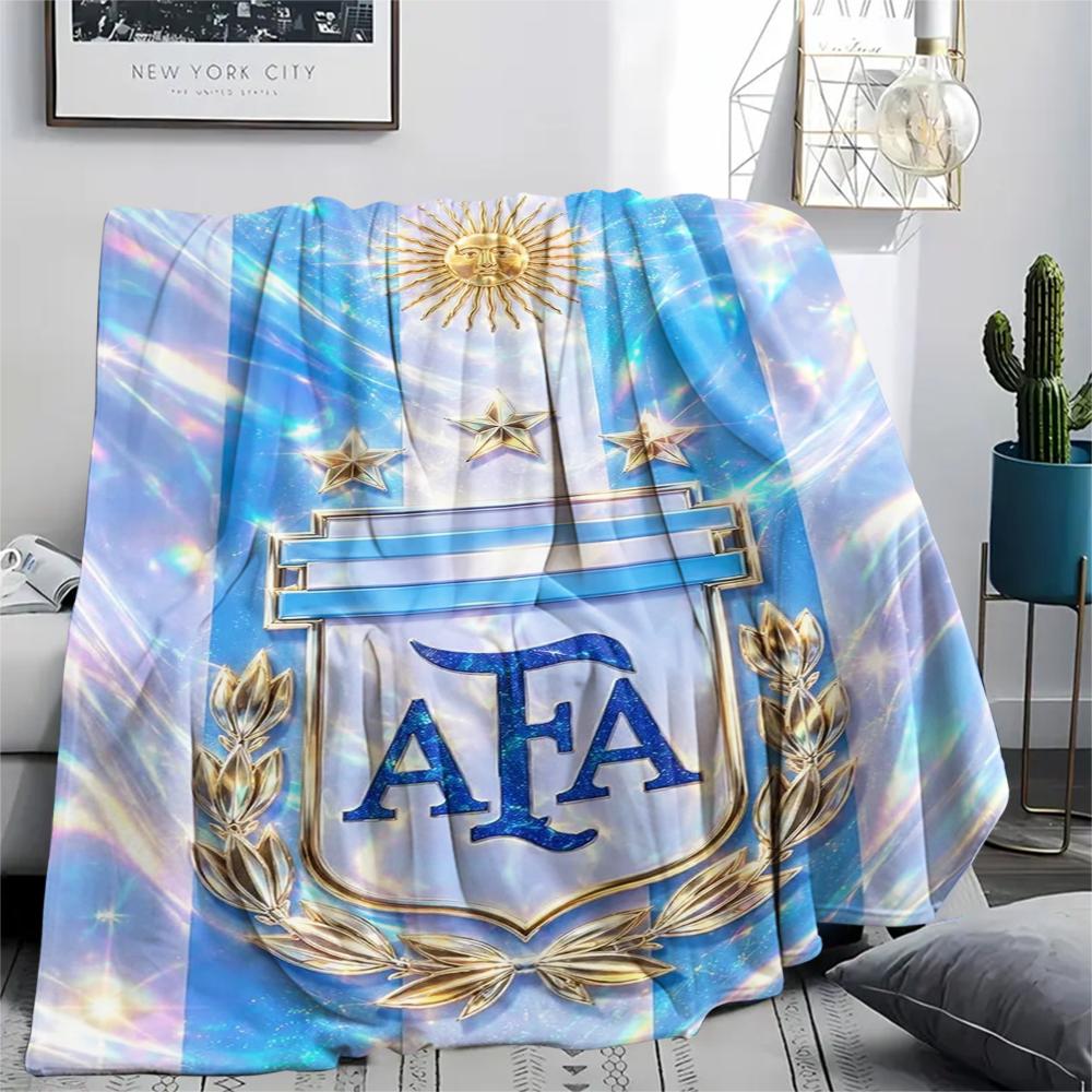 1PC Argentina National FC Print Flannel Blanket, High Quality Comfortable for All Seasons, Home Decor, Warmth and Comfort, Perfect for Christmas Gifts