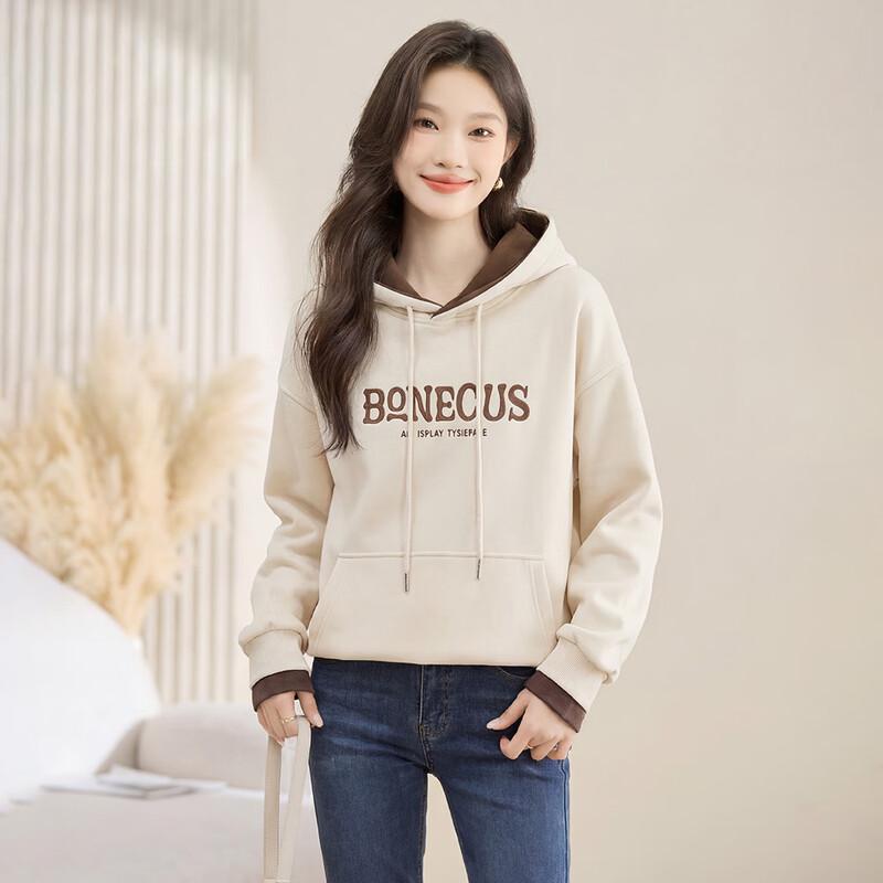 Sipaishe Women s Letter Print Drawstring Hooded Sweatshirt 40