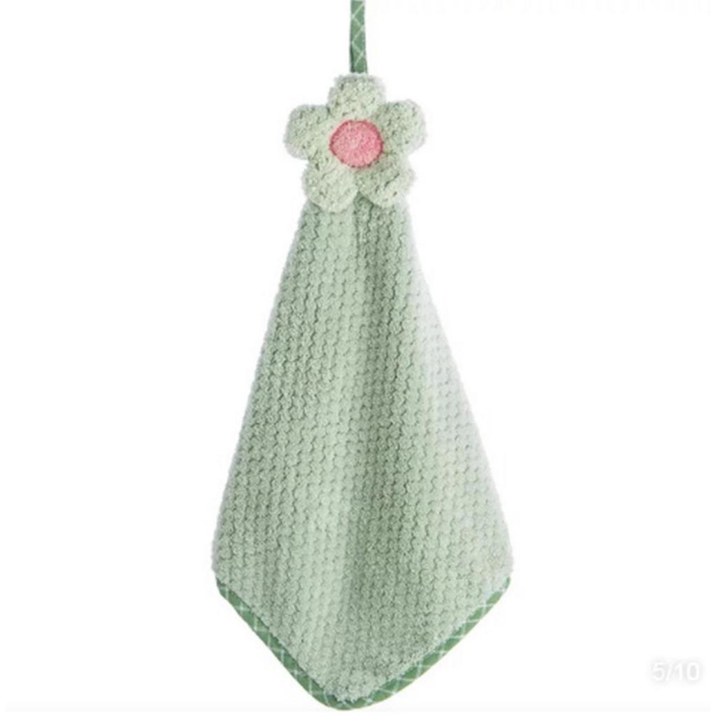 Hand Towel Coral Velvet  Grid Cartoon Hanging Style Bathroom Kitchen Dishwashing Thickened Absorbent Creative Cloth