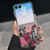 Retro Flowers Black Rose Print Case For Samsung Galaxy Z Flip 8 7 FE 6 5 Z Flip8 Flip7 Flip6 Magnetic Clear Hard PC Folding Phone Cover